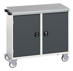 verso maintenance trolley with 2 doors, 2 shelves and lino top. WxDxH: 1050x600x980mm. RAL 7035/5010 or selected Bott Verso Mobile  Drawer Cupboard  Tool Trolleys and Tool Butlers